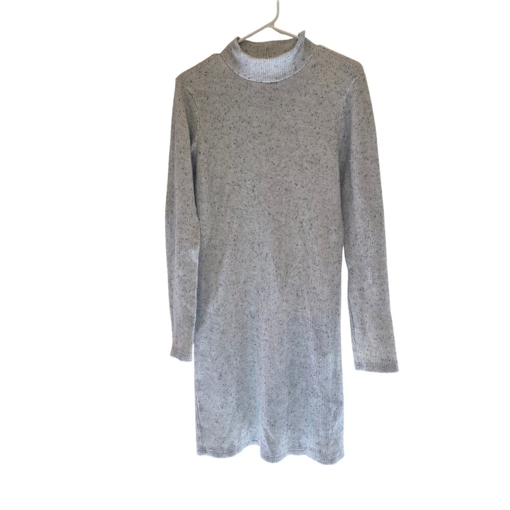 Sol Angeles Mock Neck Midi Dress S Womens Long Sleeve Pullover Stretchy Gray